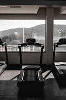 Empty gym with unused treadmills and equipment